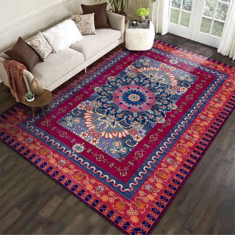 Retro Purplish Red Persian Blanket Ethnic Style Kitchen Living Room Bedroom Bedside Carpet Floor Mat