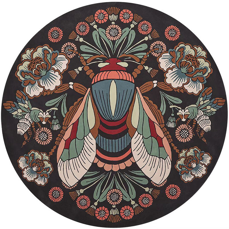 Retro Black Round Carpet For Living Room And Bedroom