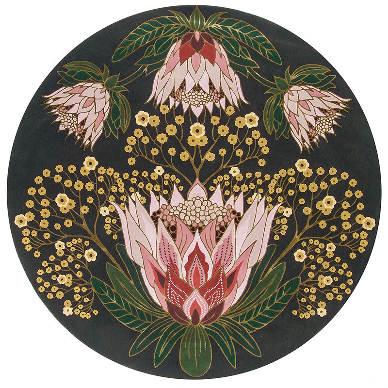 Retro Black Round Carpet For Living Room And Bedroom