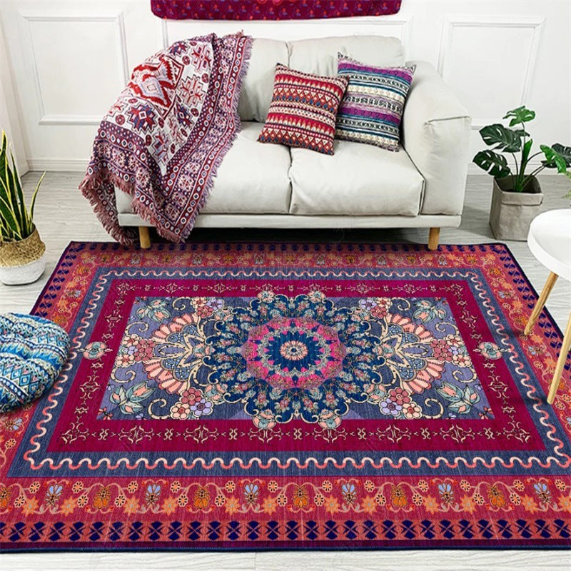 Retro Purplish Red Persian Blanket Ethnic Style Kitchen Living Room Bedroom Bedside Carpet Floor Mat