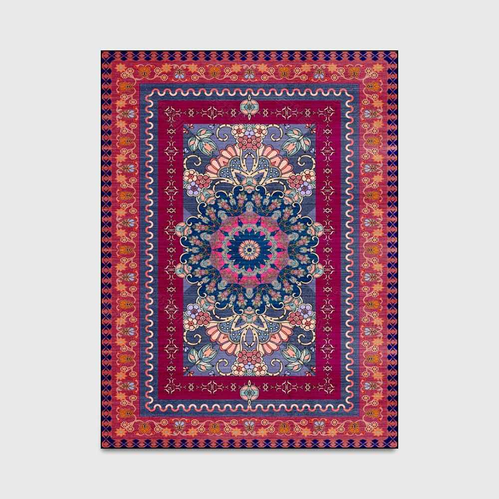 Retro Purplish Red Persian Blanket Ethnic Style Kitchen Living Room Bedroom Bedside Carpet Floor Mat